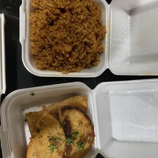 Jollof rice and bread for dipping