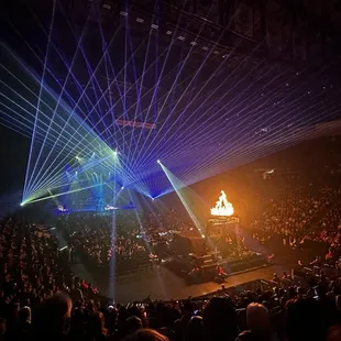 a stage with a crowd of people