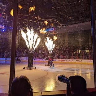 a hockey game being played