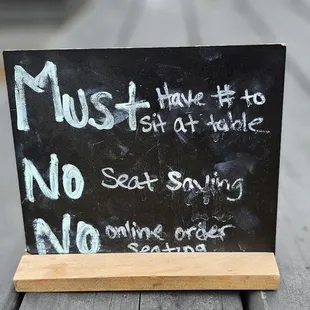 tables are for those who have an order number