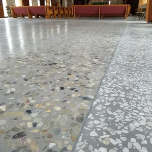 Heritage Bomanite installed these terrazzo floors at St. Lucy&apos;s church in Fowler.