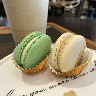 two macarons on a plate