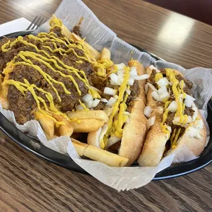 Chili Cheese Fries and Coney Dogs