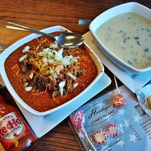 a bowl of soup and a bowl of soup