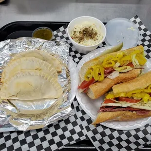 Super good Empandas and an Italian Hogie to go along.