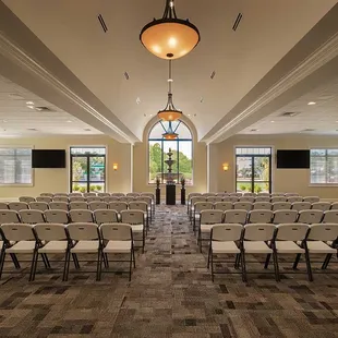 Comfortably seats 300 guests theatre style.