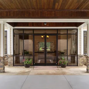 Covered portico at main entrance - especially nice during inclement weather.