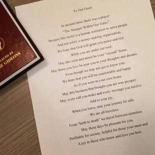 For guests ... in each room.