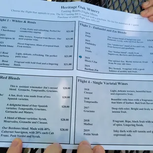 Tasting menu