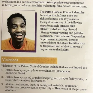 Patron &amp; Guest Code of Conduct/ Violation