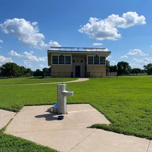 Restroom open and water for you and the pooch.