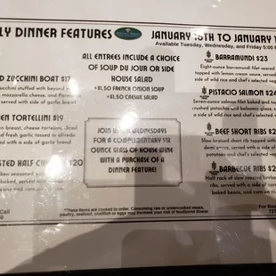 Weekly specials January 2024