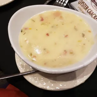 New England clam chowder bowl January 2024