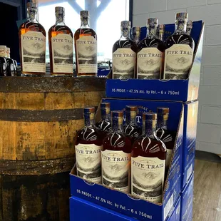 a display of bottles