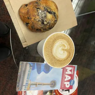 Blue berry scone Lavender oat milk latte