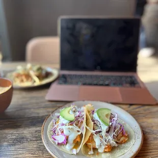 great place to get work done during happy hour! they have taco, app, and drink deals.