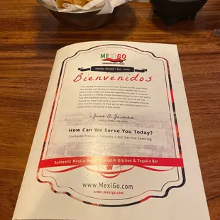 a menu for a mexican restaurant
