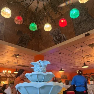 a fountain in a restaurant
