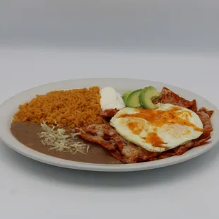 Red chilaquiles plate...