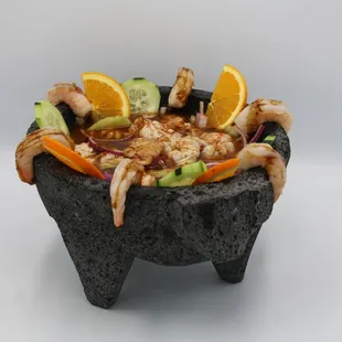 Seafood Molcajete! Delicious..