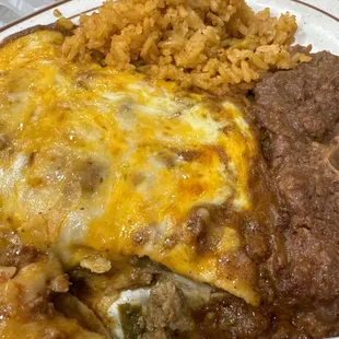 Beef enchilada plate.