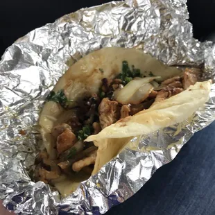 Chicken fajita taco. Delicious!