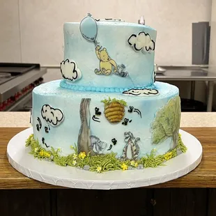 Classic Winnie the Pooh Baby Shower special design cake