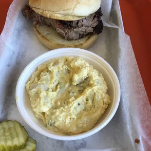 Perfect lunch! Brisket and potato salad.
