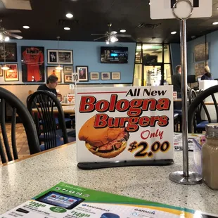 a menu for a burger