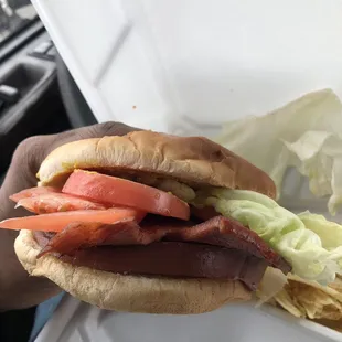 Thick cut. Really good. Next time I'm adding cheeses and bacon.