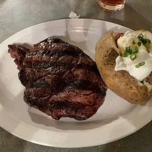 Ribeye Steak Entree with Loaded Baked Potato