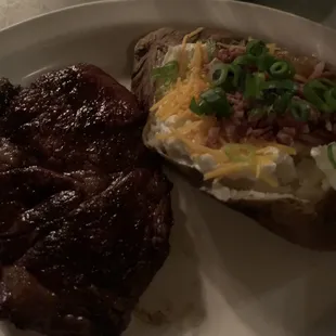 Ribeye and loaded baked potato