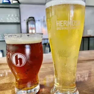 two glasses of beer