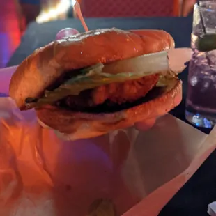 Chicken sandwich is seasoned well