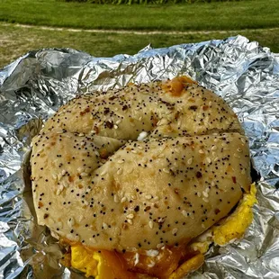 The Manhattan bagel sandwich is a solid choice for you carnivores.