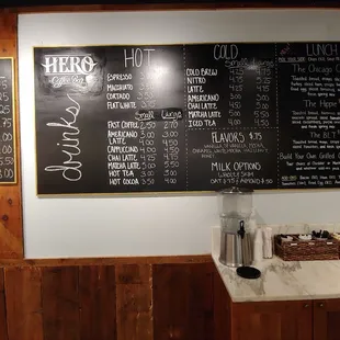 menus on the wall