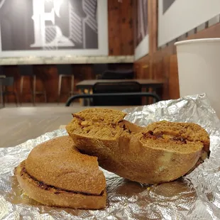 a sandwich and a cup of coffee