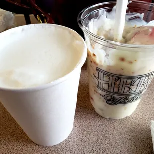 Daily dose of calcium.  Steamed vanilla whole milk and yogurt parfait