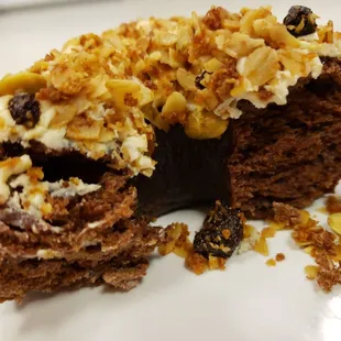 chocolate, peanut butter, granola donut (?)  Not sure if it was a donut, or choclate bread?