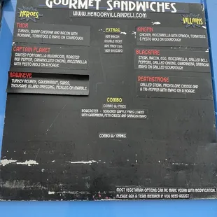 menu, sandwiches