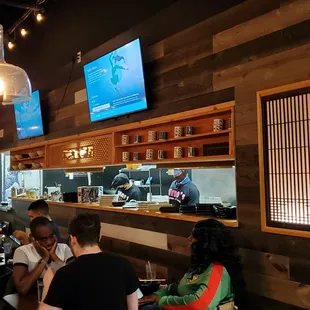 interior, sushi and sashimi