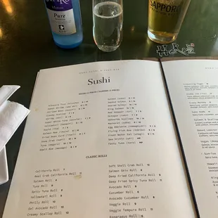 Stars Kazikura Sparkling Sake $15, pint Sapporo$7