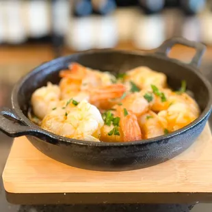 Calabrian Shrimp! Wild Gulf of Mexico shrimp roasted with brown butter sage, garlic, lemon juice &amp; Calabrian Chilies ..Comes with crostini
