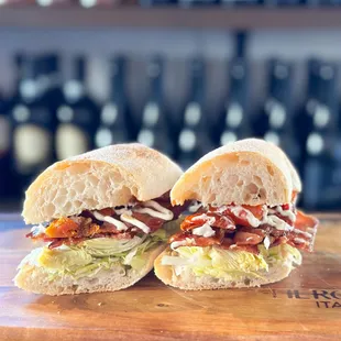 New Sandwich Alert- The BLTAr! 5 pieces of bacon with crunchy lettuce, our warm roasted tomatoes, marinated artichoke hearts, truffle mayo.
