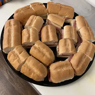 Sub Platters= 10, 6 inch subs with condiments on side. $49.99 each