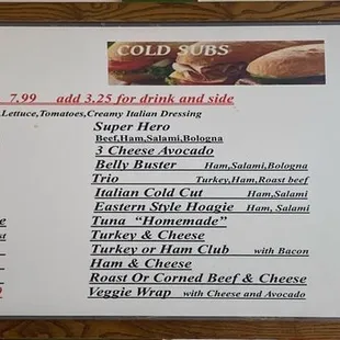 The good stuff  April 2021 menu