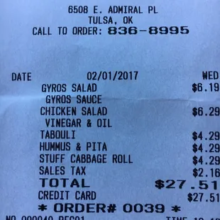 the receipt