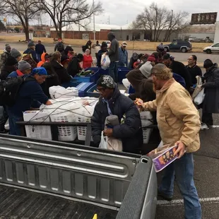 I only limit the blankets to one per person..everything else they take what they need.