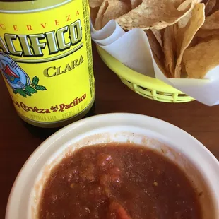 The house made salsa had the perfect kick and the beer was ice cold