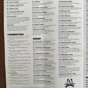 a menu for a restaurant